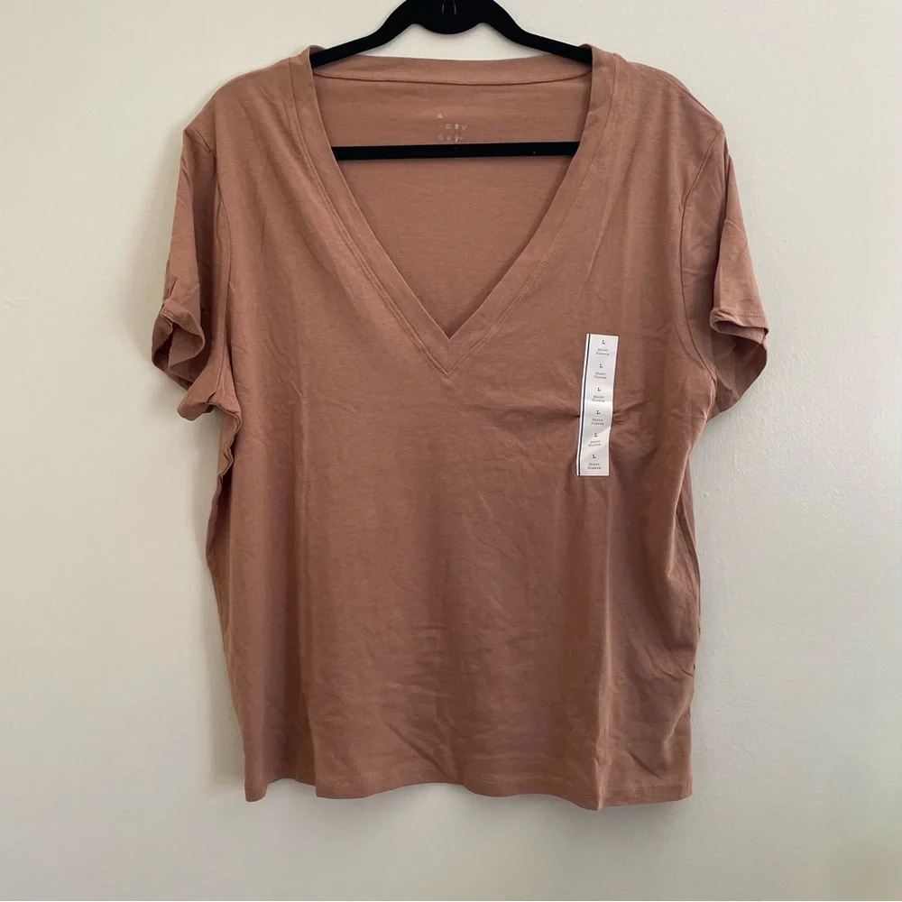 A New Day | Brown V Neck T-Shirt NWT - Picture 1 of 6
